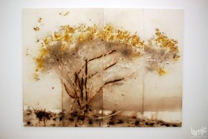 Stages - Cai Guo-Qiang â€œTree With Yellow Blossomsâ€ Gunpowder on paper, (...)